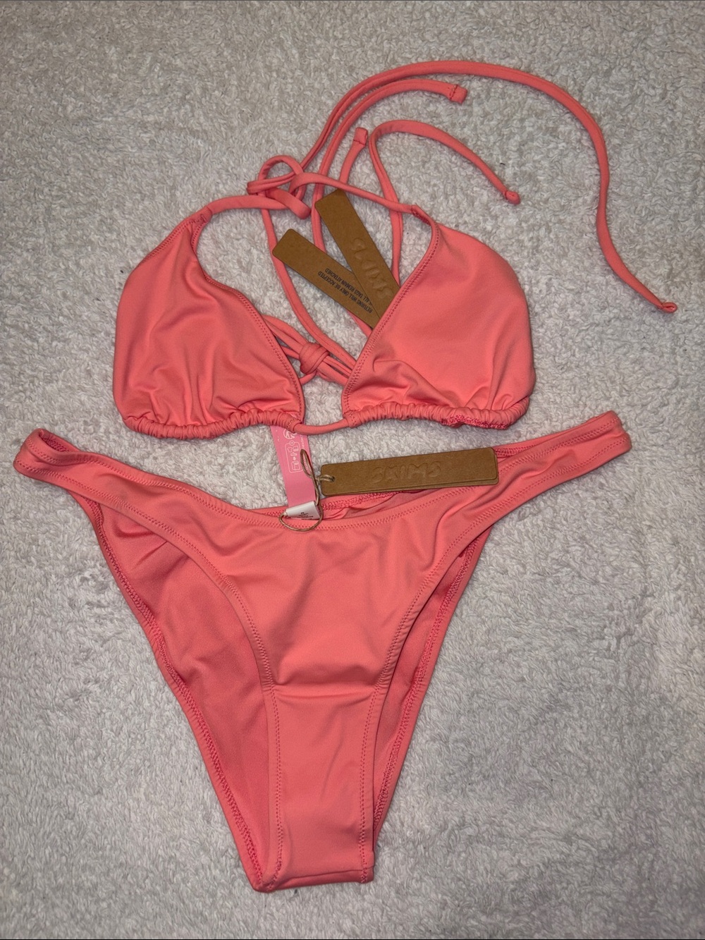 SKIMS Coral Pink Two-Piece Bikini Set
